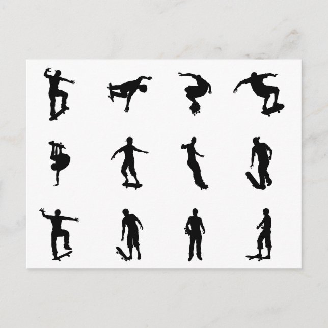Skating skateboarder silhouettes postcard (Front)