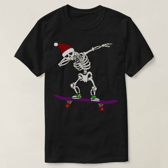 skating skeleton santa T-Shirt (Design Front)