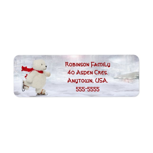 Skating Snowman Christmas Address Labels (Front)