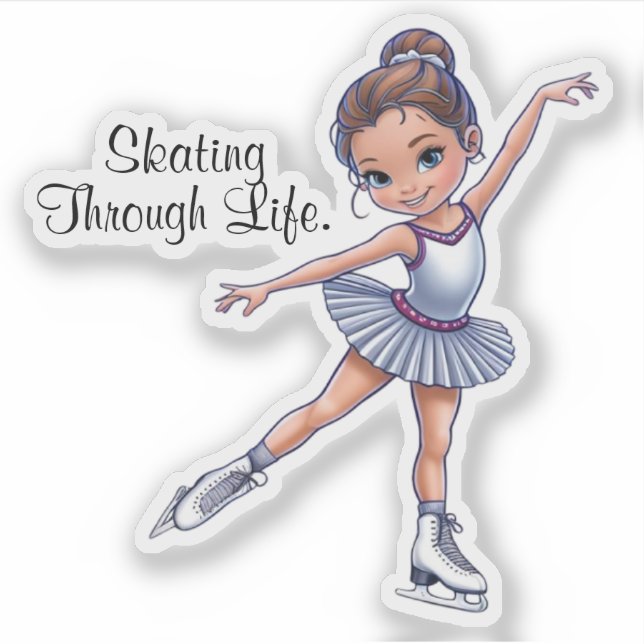 "Skating Through Life" Ice Skater Sticker (Front)