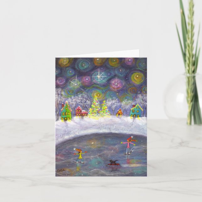 Skating Under the Starry Sky Holiday Card (Front)