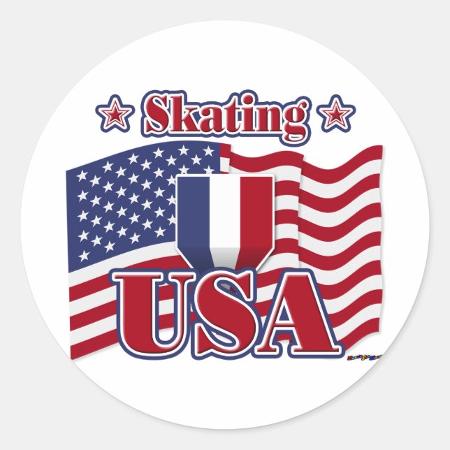 Skating USA Classic Round Sticker (Front)