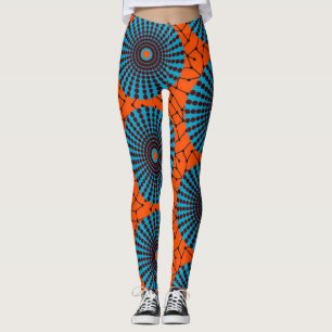 SKAYMARTS   Black Orange African Prints Leggings