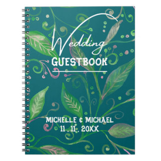 Skaymarts | Elegant Green Floral Wedding Guest Notebook