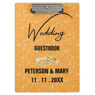 Skaymarts Elegant Yellow Black Wedding Guest Clipboard
