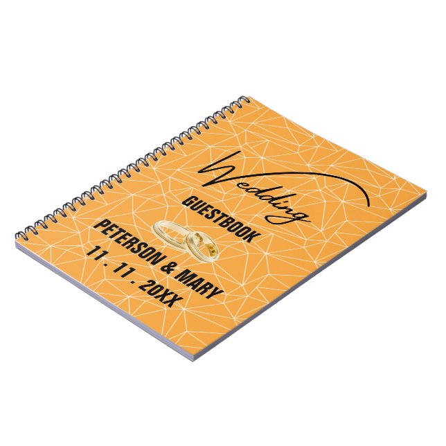 Skaymarts | Elegant Yellow Black Wedding Guest Notebook (Left Side)