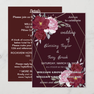 Skaymarts   Maroon Elegant Calligraphic Wedding  I Invitation