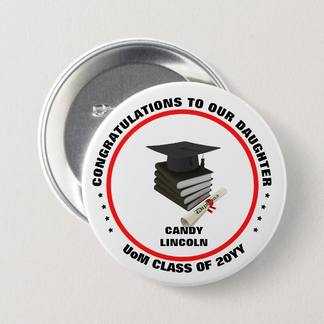 Skaymarts | Proud Of Our Daughter's Graduation 7.5 Cm Round Badge (Front & Back)