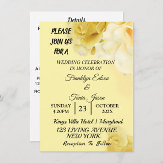 Skaymarts | Romantic Yellow Botanical Wedding Invi Invitation