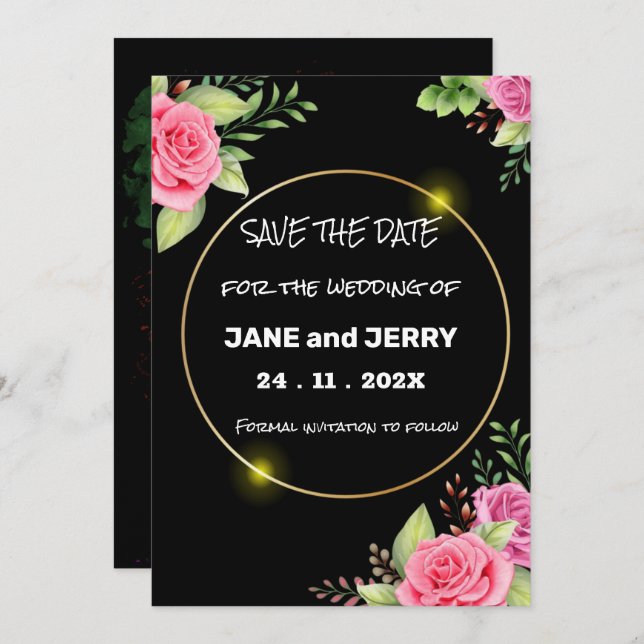 Skaymarts | Simple Floral Beautiful  Save The Date (Front/Back)