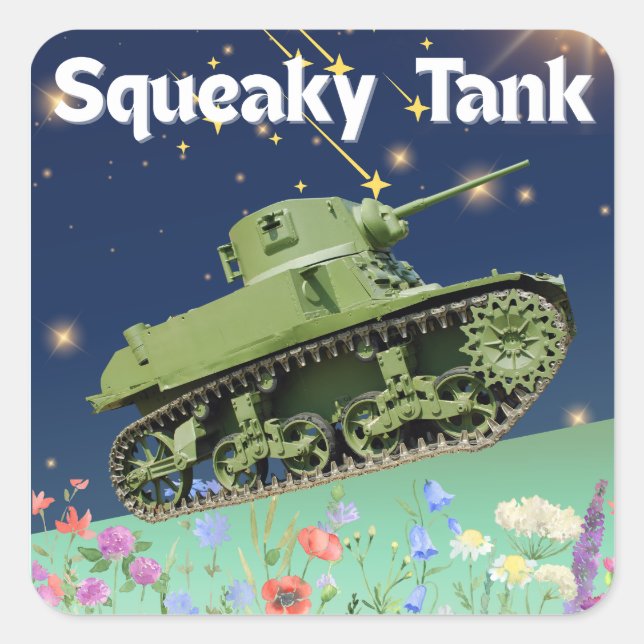 Skeaky Tank Square Sticker (Front)