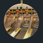 SKEE BALL! CERAMIC ORNAMENT<br><div class="desc">Everybody has a technique! Everybody has an angle! Everybody has a drawer full of prize tickets from the arcade! Customise for your favourite Skee Baller or maybe just to show off your prowess at this classic NON-virtual sport (?) Skee Ball reigns supreme at the beach! The unofficial sport of summer!...</div>
