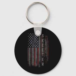 Skeeter Family American Flag Fishing Boat  Key Ring