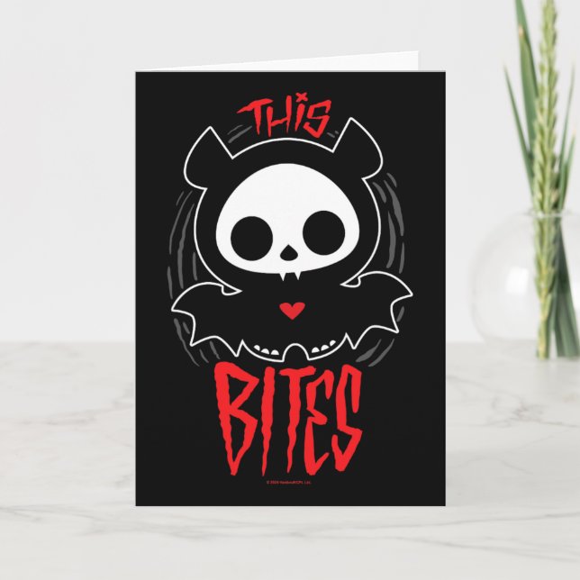 Skelanimals Diego T This Bites Red Halloween Spook Card (Front)