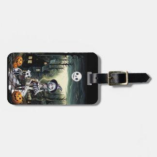 Skele Girl And Her Pup In Moonlight Luggage Tag