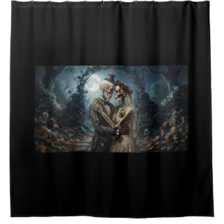 Skeletal Bride and Groom Gothic Shower Curtain