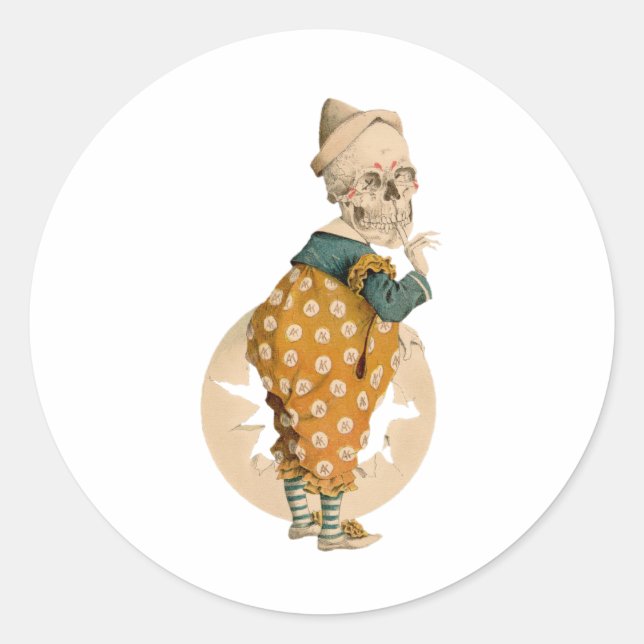 Skeletal Clown Classic Round Sticker (Front)