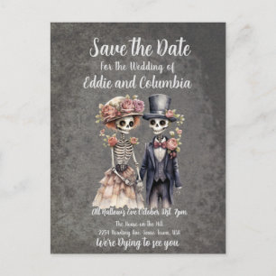 Skeletal Couple Save the Date Postcard
