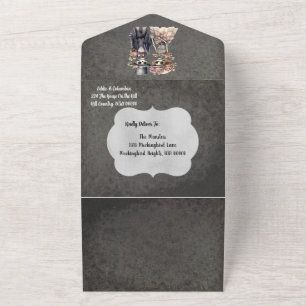Skeletal Couple Wedding All In One Invitation