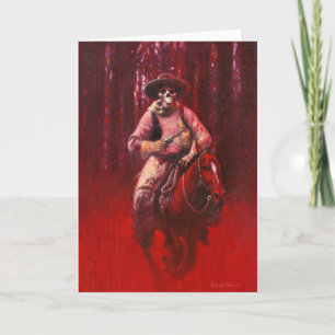 Skeletal Cowboy Rider Greetings Card