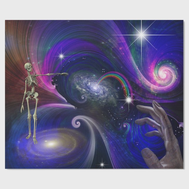 Skeletal Figures in Cosmos Wrapping Paper (Flat)