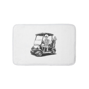 Skeletal Golfer Skull Playing Golf Bath Mat