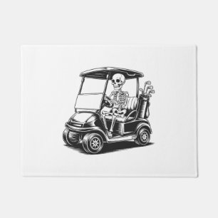 Skeletal Golfer Skull Playing Golf Doormat