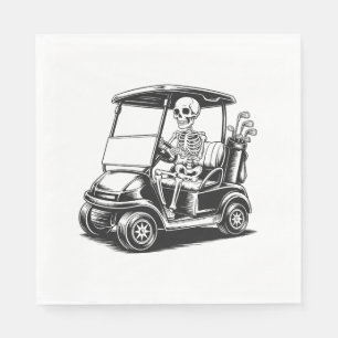 Skeletal Golfer Skull Playing Golf Napkin