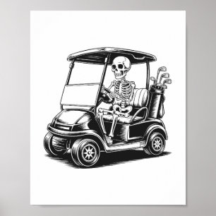 Skeletal Golfer Skull Playing Golf Poster