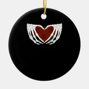 Skeletal Heart  Ceramic Ornament