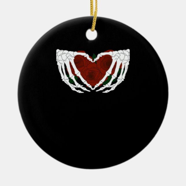Skeletal Heart  Ceramic Ornament (Front)