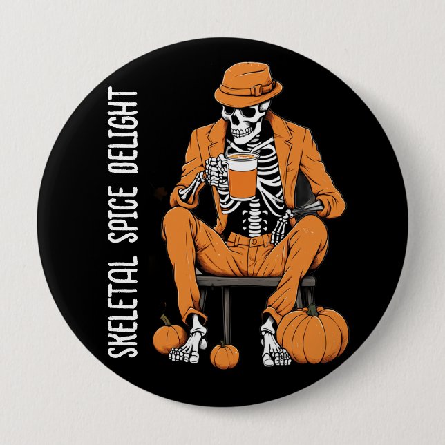 "Skeletal Spice Delight" Halloween Button (Front)