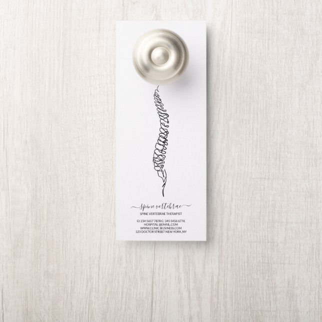 Skeletal Spine Doctor Chiropractor Door Hanger (On Knob)