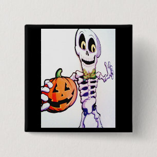 Skeleton 15 Cm Square Badge