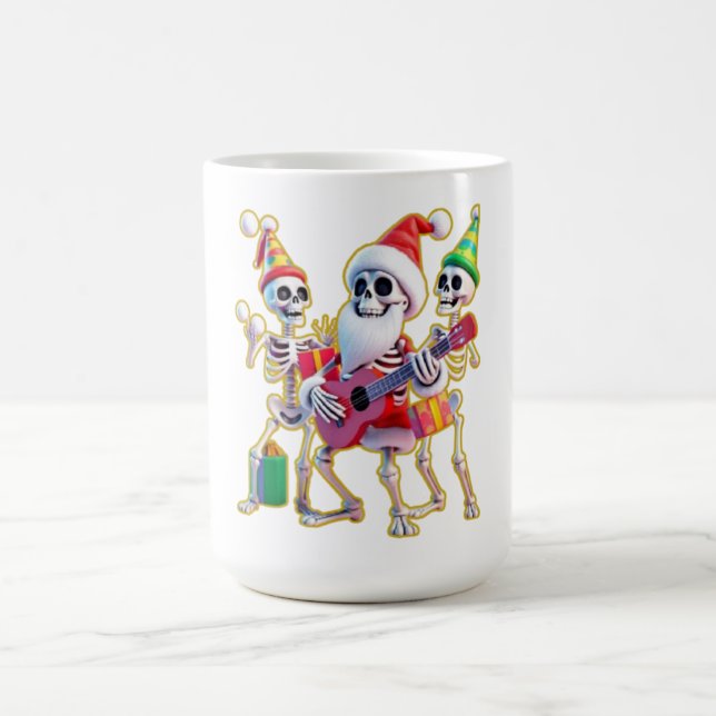 **Skeleton 3D Christm Santa Party – Funnyas Skelet Coffee Mug (Center)
