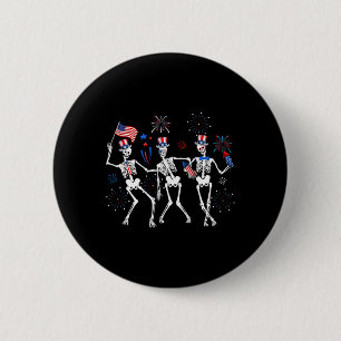 Skeleton 4th Of July American Flag Skellies  6 Cm Round Badge