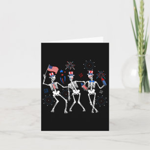 Skeleton 4th Of July American Flag Skellies  Card