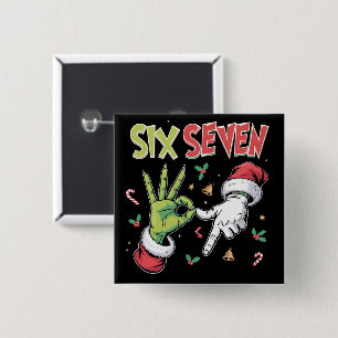 Skeleton 6 7 Christmas Six Seven Meme Xmas 15 Cm Square Badge