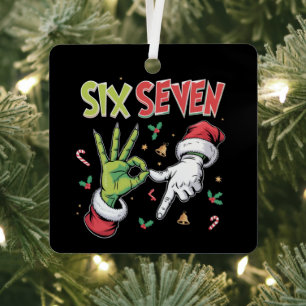 Skeleton 6 7 Christmas Six Seven Meme Xmas Metal Tree Decoration