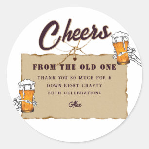 Skeleton A Cold One For The Old One Beer Birthday Classic Round Sticker