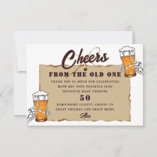 Skeleton A Cold One For The Old One Beer Birthday Thank You Card