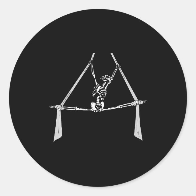 Skeleton Aerial Silks Dancing Acrobatics Halloween Classic Round Sticker (Front)