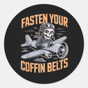 Skeleton Airline Pilot Halloween Funny Spooky Classic Round Sticker