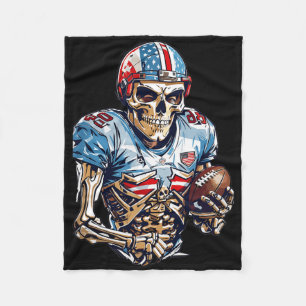 Skeleton American Football Player Halloween Graphi Fleece Blanket