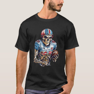 Skeleton American Football Player Halloween Graphi T-Shirt