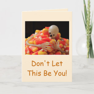 Skeleton And Candy Corn Halloween Card