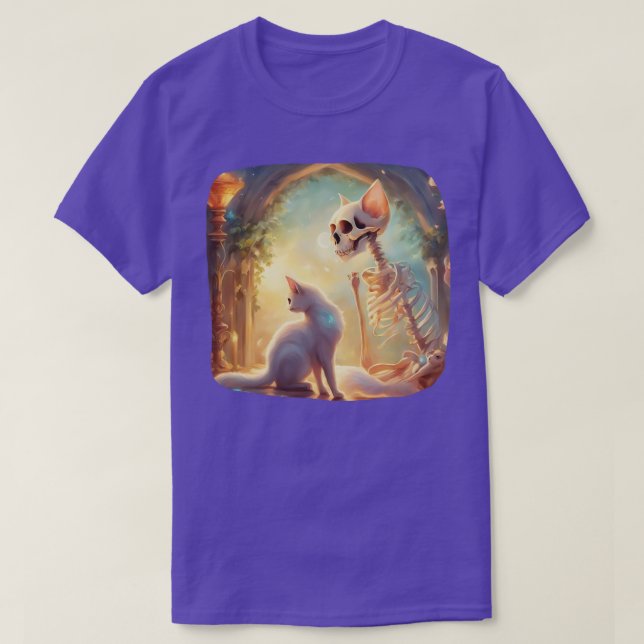 Skeleton And Cat Best Friends Kitten Funny Cats Lo T-Shirt (Design Front)