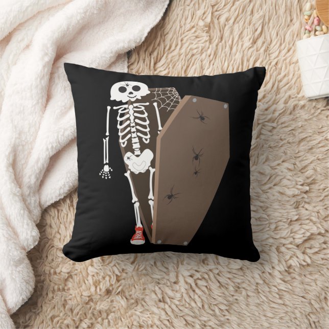 Skeleton and Coffin Halloween Design Cushion (Blanket)