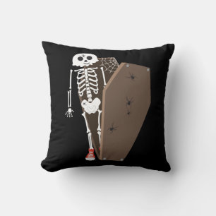 Skeleton and Coffin Halloween Design Cushion