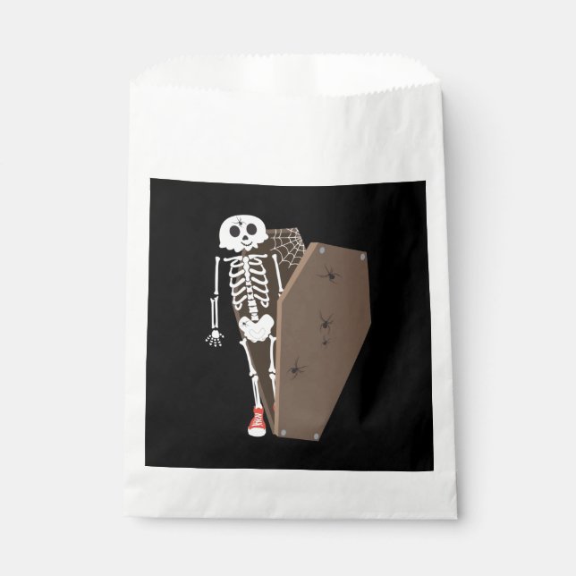 Skeleton and Coffin Halloween Design Favour Bag (Front)